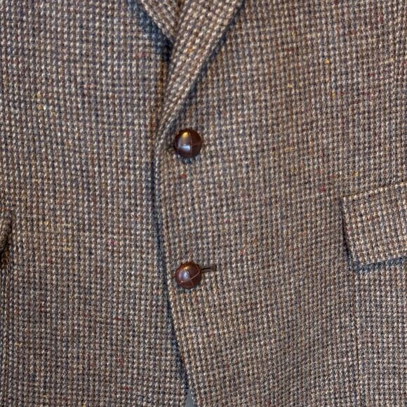 Tweed - Arnie 46R Wool Sport Coat Brown USA Made Single Vent Classic Blazer - Picture 5 of 16